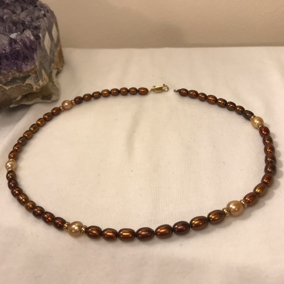 One of a Kind Freshwater Pearl & Gold Necklace - Picture 6 of 7